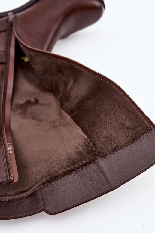 zateplené dámské dlouhé boty  s popruhy Sergio Leone KZ25826 hnědá