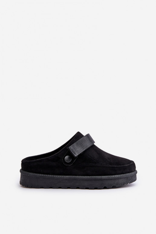  Pantofle zateplené s kožešinou uvnitř s platformou Černé Azida