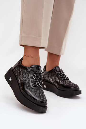  šněrovací boty  s platformou Artiker 57C2043 Černé a-stříbrné barvy 2