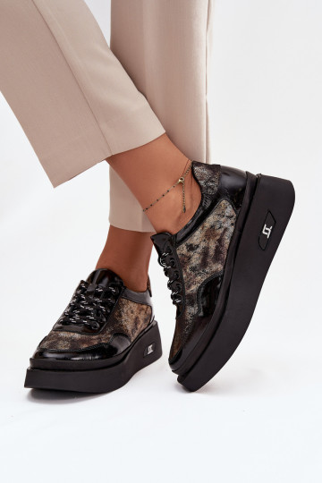  šněrovací boty  s platformou Artiker 57C2042 Černé a-zlaté barvy