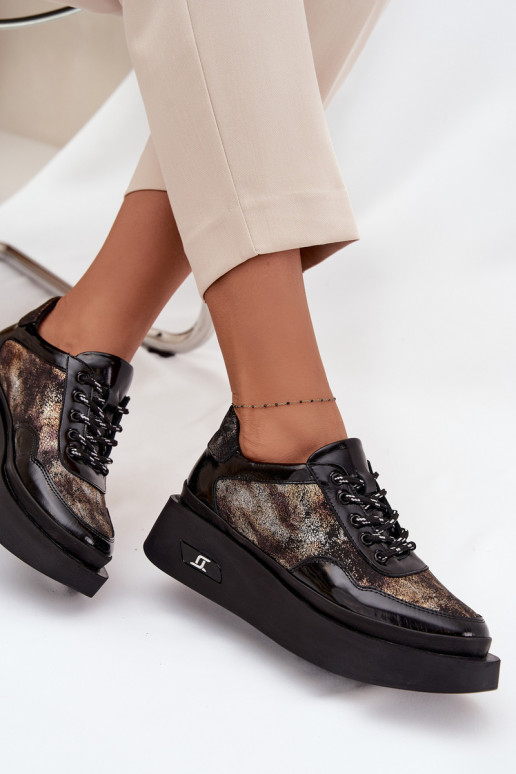  šněrovací boty  s platformou Artiker 57C2042 Černé a-zlaté barvy