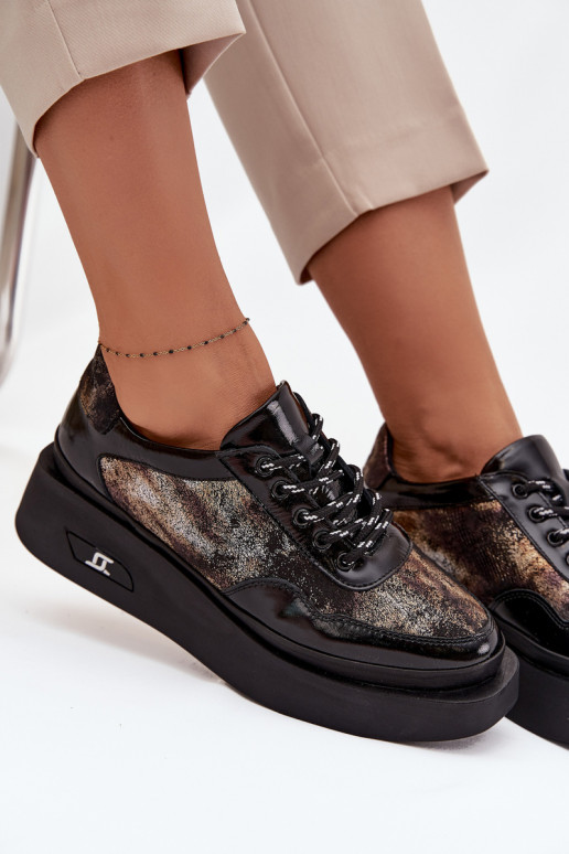  šněrovací boty  s platformou Artiker 57C2042 Černé a-zlaté barvy