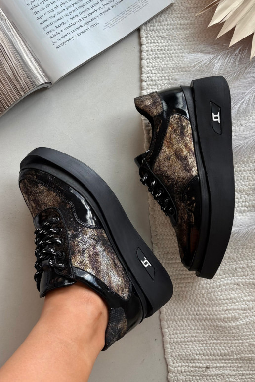  šněrovací boty  s platformou Artiker 57C2042 Černé a-zlaté barvy