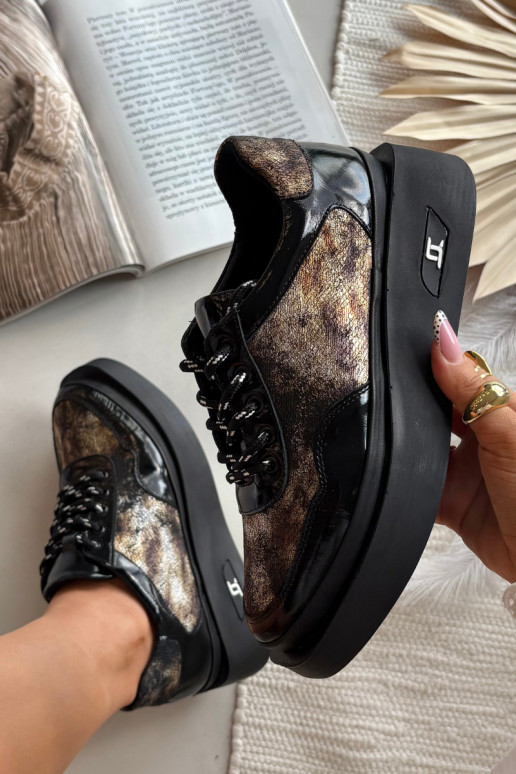  šněrovací boty  s platformou Artiker 57C2042 Černé a-zlaté barvy