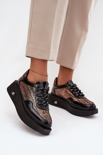  šněrovací boty  s platformou Artiker 57C2044 Černé