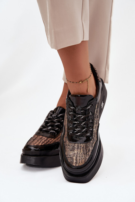  šněrovací boty  s platformou Artiker 57C2044 Černé