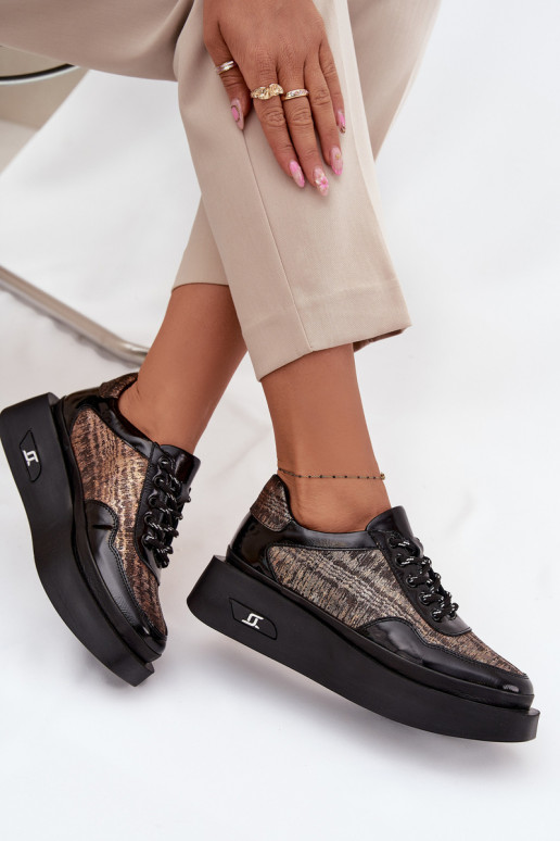  šněrovací boty  s platformou Artiker 57C2044 Černé