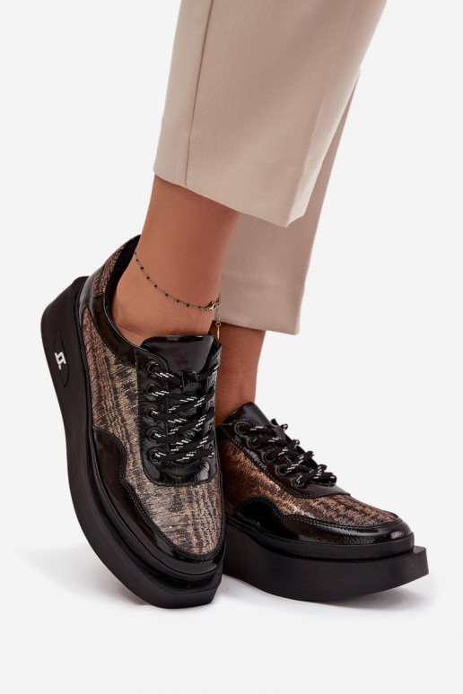  šněrovací boty  s platformou Artiker 57C2044 Černé