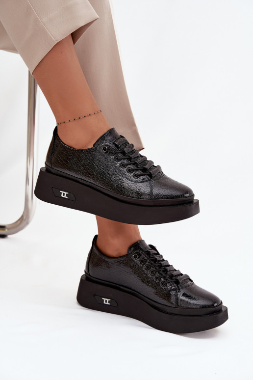 Lakované kožené tenisky  s platformou Artiker 57C2041 Černé
