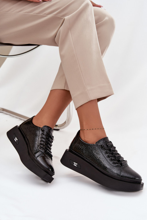 Lakované kožené tenisky  s platformou Artiker 57C2041 Černé
