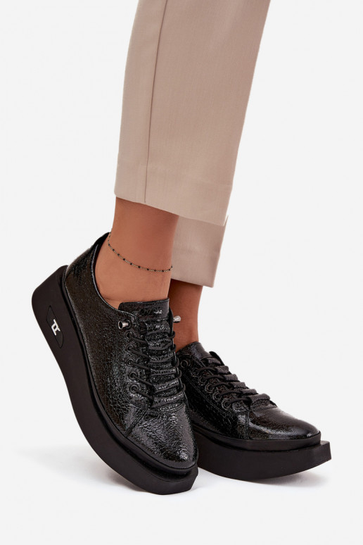 Lakované kožené tenisky  s platformou Artiker 57C2041 Černé