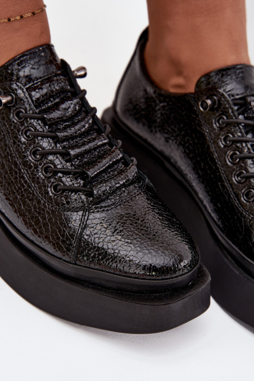 Lakované kožené tenisky  s platformou Artiker 57C2041 Černé