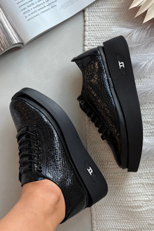 Lakované kožené tenisky  s platformou Artiker 57C2041 Černé