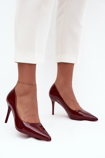 s efektem laku Eko  Boty na vysokém podpatku  Ze Szpiczastymi Noskami vínová Jadira