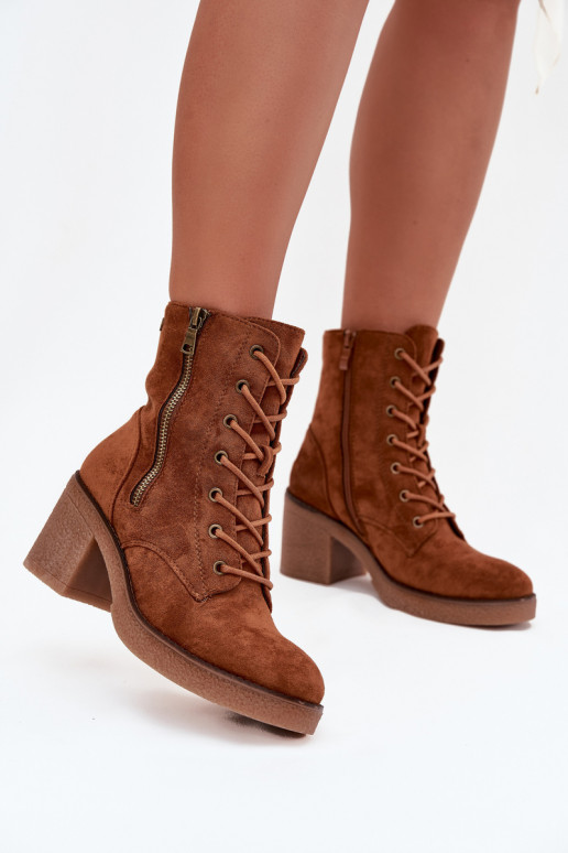 zateplené Dámské podpatky  a zipyami hnědáParessa zateplené Dámské podpatky  a zipyami hnědáParessa