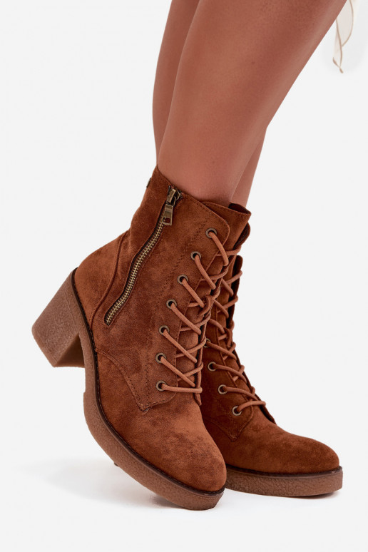 zateplené Dámské podpatky  a zipyami hnědáParessa zateplené Dámské podpatky  a zipyami hnědáParessa