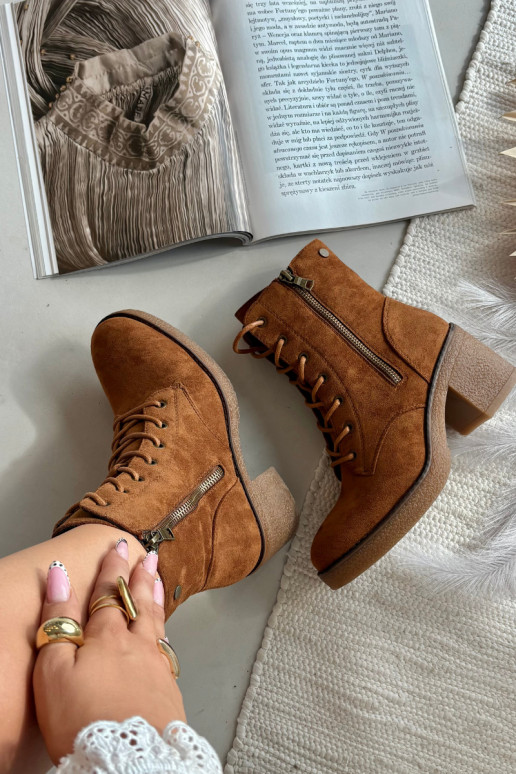 zateplené Dámské podpatky  a zipyami hnědáParessa zateplené Dámské podpatky  a zipyami hnědáParessa