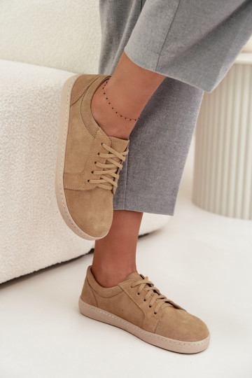 ležérní boty Typu Barefoot Z Naturalnego Zamszu Zazoo 314 béžové