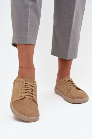 ležérní boty Typu Barefoot Z Naturalnego Zamszu Zazoo 314 béžové 2