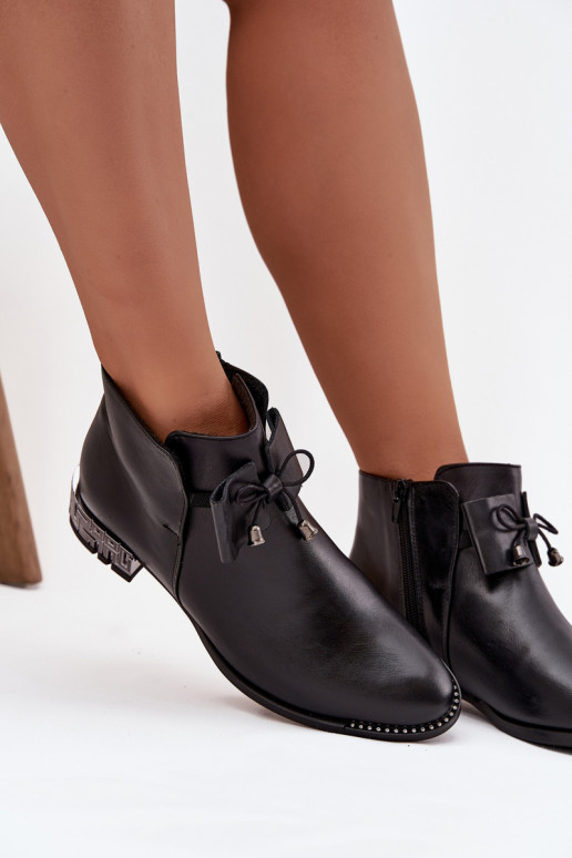 Dámské podpatky Z Naturalnej Skóry na nízkém podpatku Zazoo 1396 Černé