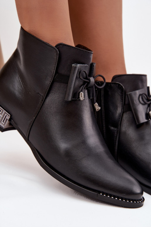 Dámské podpatky Z Naturalnej Skóry na nízkém podpatku Zazoo 1396 Černé