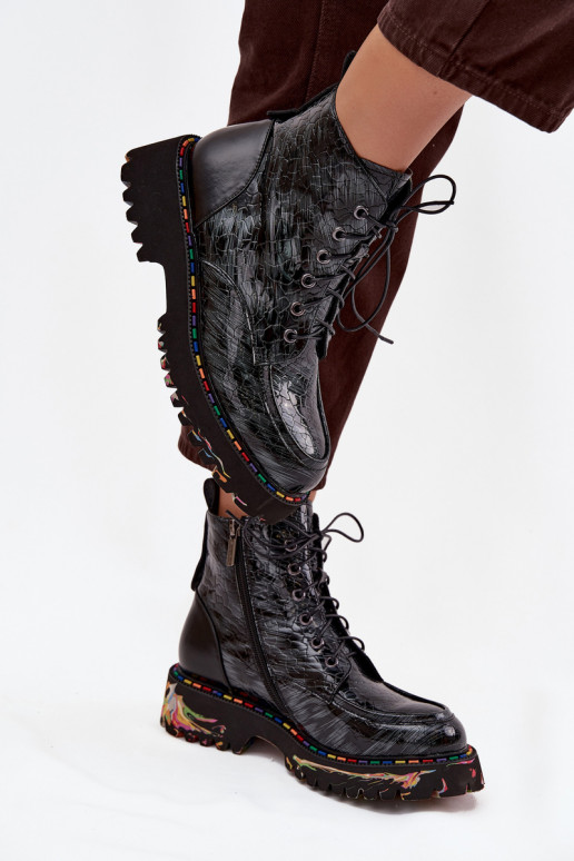  s efektem laku Dámské podpatky Artiker 57C0065 šedá