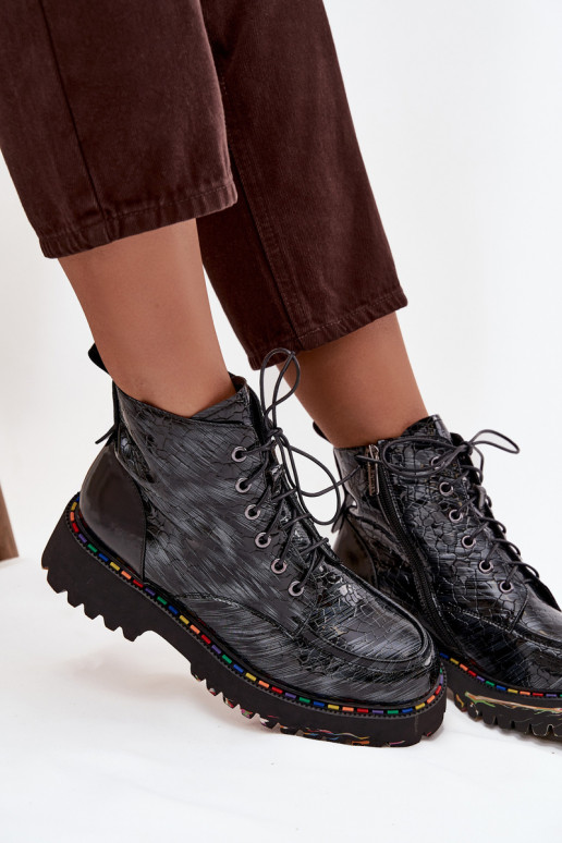  s efektem laku Dámské podpatky Artiker 57C0065 šedá