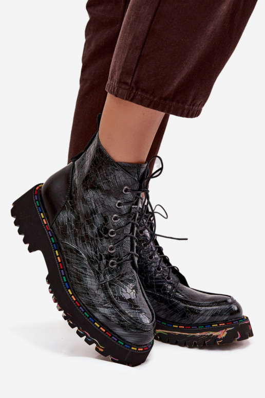  s efektem laku Dámské podpatky Artiker 57C0065 šedá