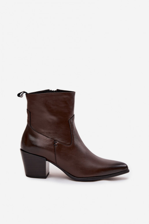 Dřeváky kovbojský styl  s podpatky zateplené Zazoo 60565 Czekoladowe