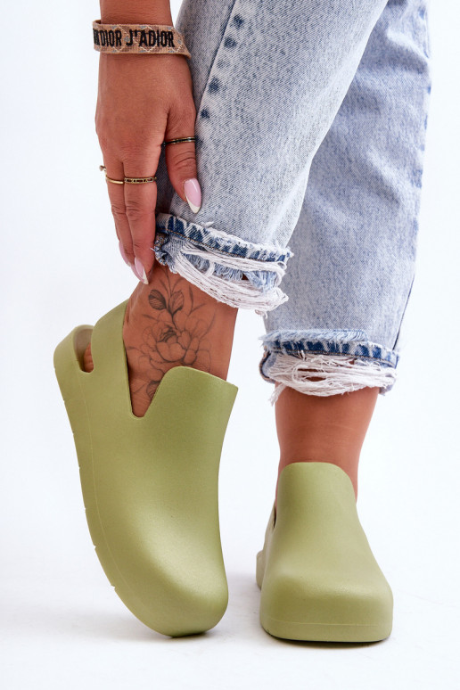 Módní gumové dřeváky zelené Meriko