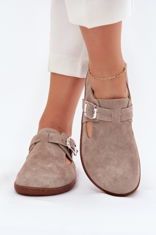 ze semiše boty Barefoot  s přezkami Zazoo N1261 béžové