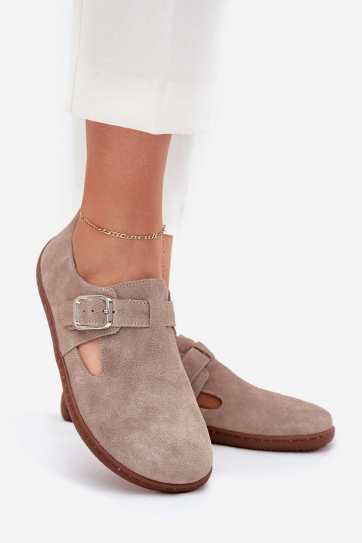 ze semiše boty Barefoot  s přezkami Zazoo N1261 béžové