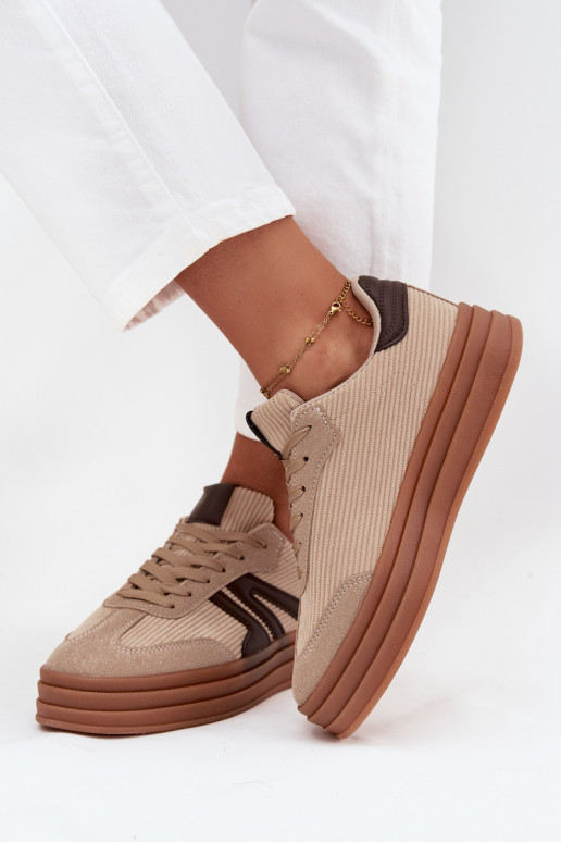 Manšestrové boty Tenisky  s platformou béžové Corynelle