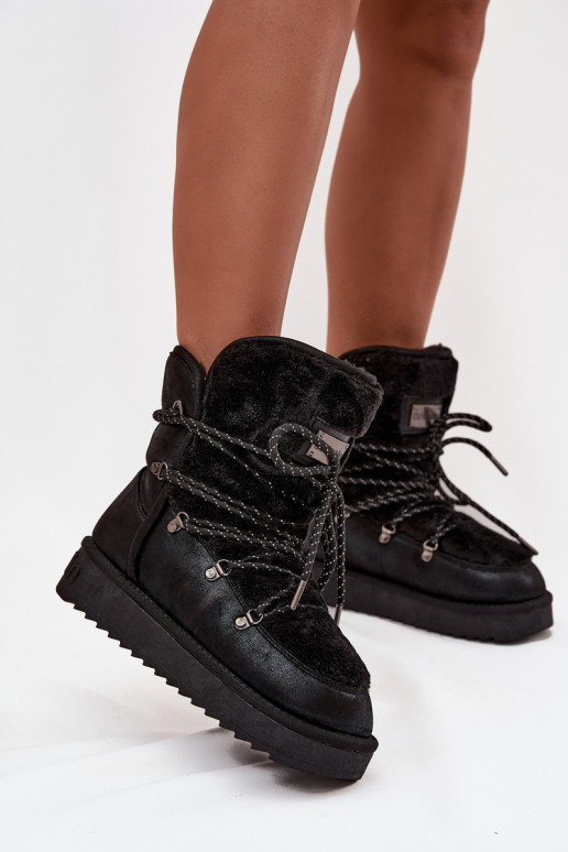 Sněhule  s platformou s kožešinou D.Franklin DFSH37005 Černé