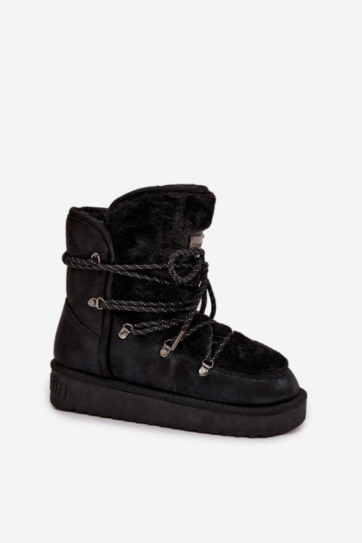 Sněhule  s platformou s kožešinou D.Franklin DFSH37005 Černé