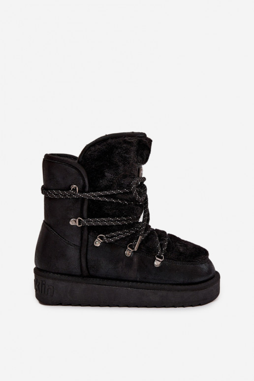 Sněhule  s platformou s kožešinou D.Franklin DFSH37005 Černé