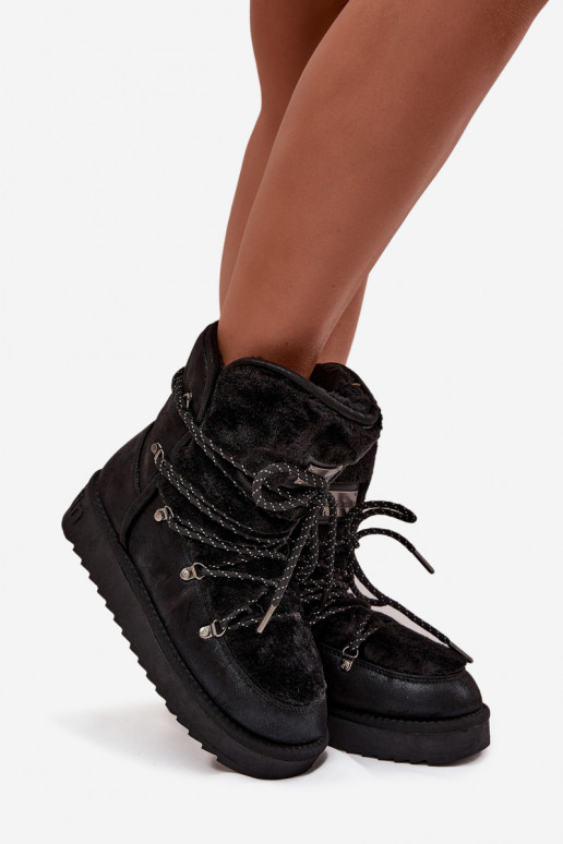 Sněhule  s platformou s kožešinou D.Franklin DFSH37005 Černé