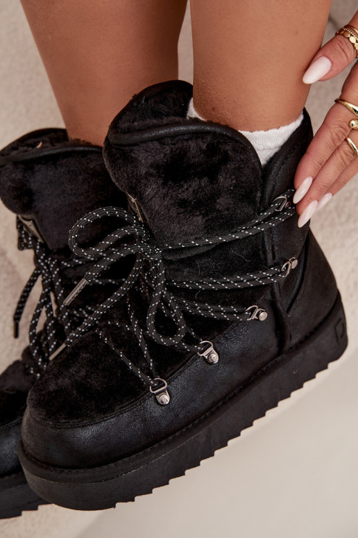 Sněhule  s platformou s kožešinou D.Franklin DFSH37005 Černé