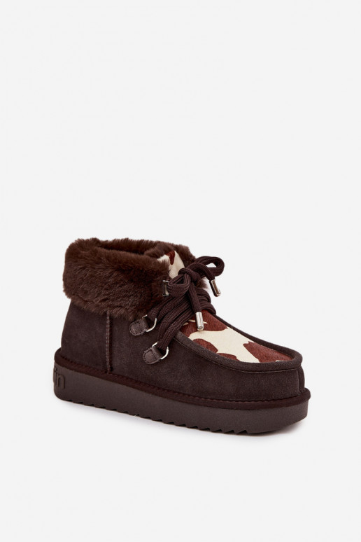 Sněhule  Z Naturalnego Zamszu Łaty D.Franklin DFSH375008 Czekoladowe