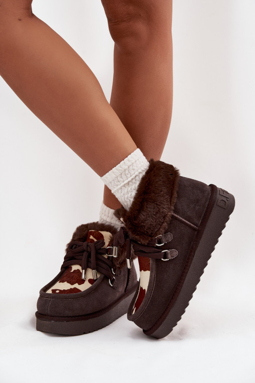 Sněhule  Z Naturalnego Zamszu Łaty D.Franklin DFSH375008 Czekoladowe