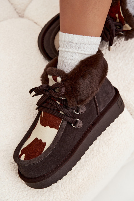 Sněhule  Z Naturalnego Zamszu Łaty D.Franklin DFSH375008 Czekoladowe