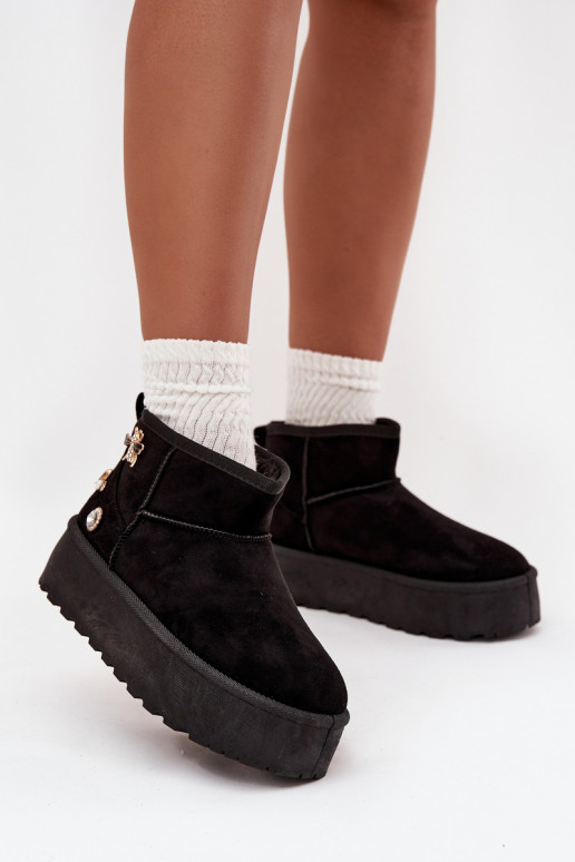 Sněhule  s platformou Z Przypinkami Černé Maelle