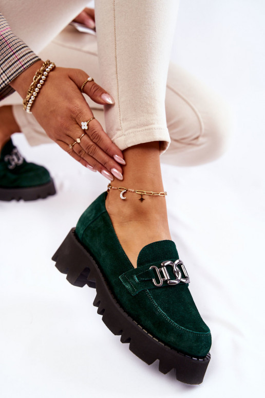 ze semiše boty s ornamenty Laura Messi 2489 zelené