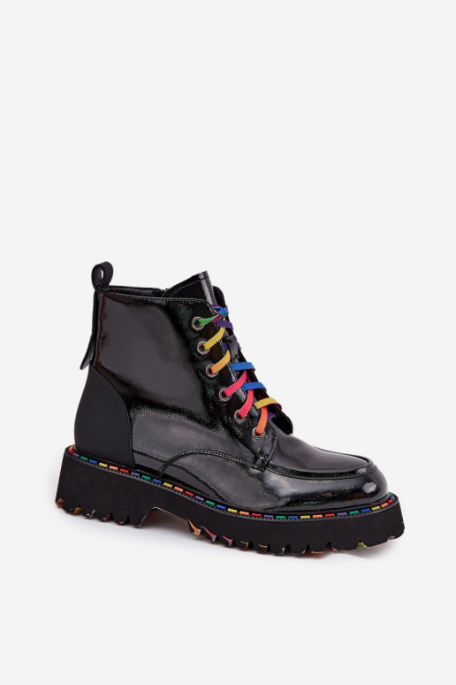  s efektem laku Dámské podpatky Artiker 57C0064 Černé