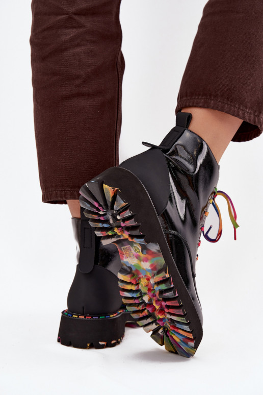  s efektem laku Dámské podpatky Artiker 57C0064 Černé