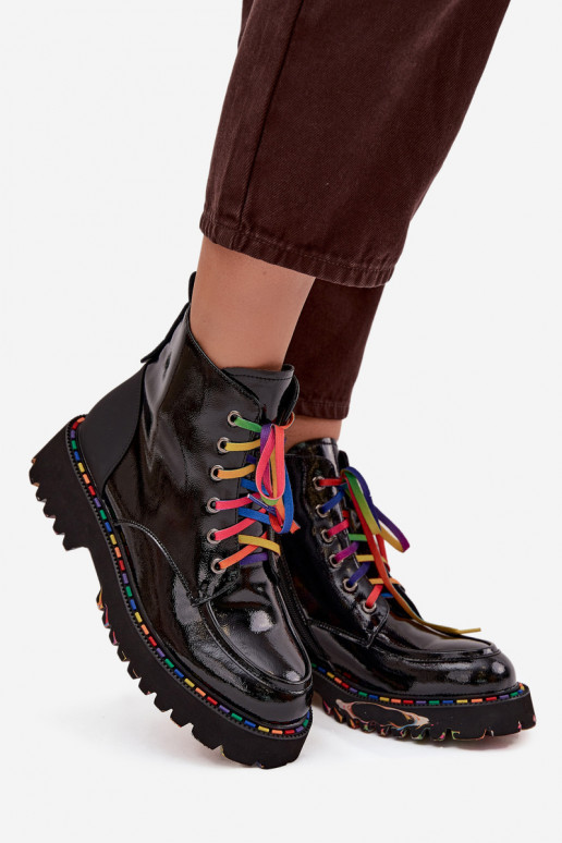  s efektem laku Dámské podpatky Artiker 57C0064 Černé