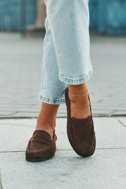 mokasíny  s širokými podpatky Z z eko semišeu hnědá Rivianne mokasíny  s širokými podpatky Z z eko semišeu hnědá Rivianne