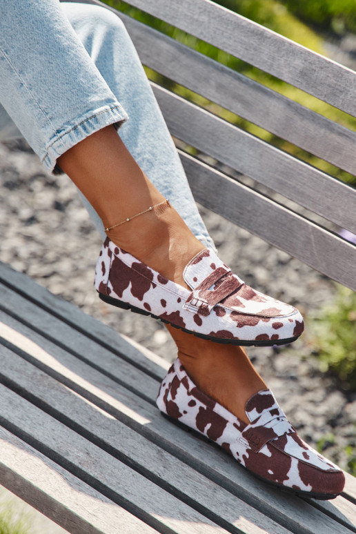 mokasíny Dámské mokasíny Ploché botyŁaty hnědá-bílé Soreline mokasíny Dámské mokasíny Ploché botyŁaty hnědá-bílé Soreline