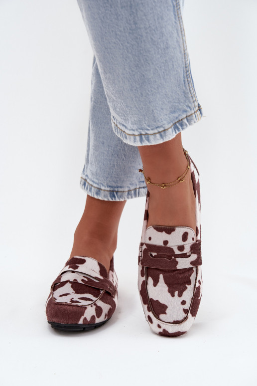 mokasíny Dámské mokasíny Ploché botyŁaty hnědá-bílé Soreline mokasíny Dámské mokasíny Ploché botyŁaty hnědá-bílé Soreline