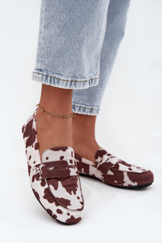 mokasíny Dámské mokasíny Ploché botyŁaty hnědá-bílé Soreline mokasíny Dámské mokasíny Ploché botyŁaty hnědá-bílé Soreline